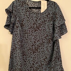 BloomChic Blue and Brown Patterned Blouse